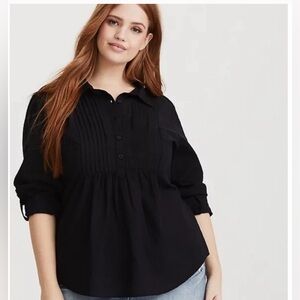 NWT torrid black pin tuck blouse